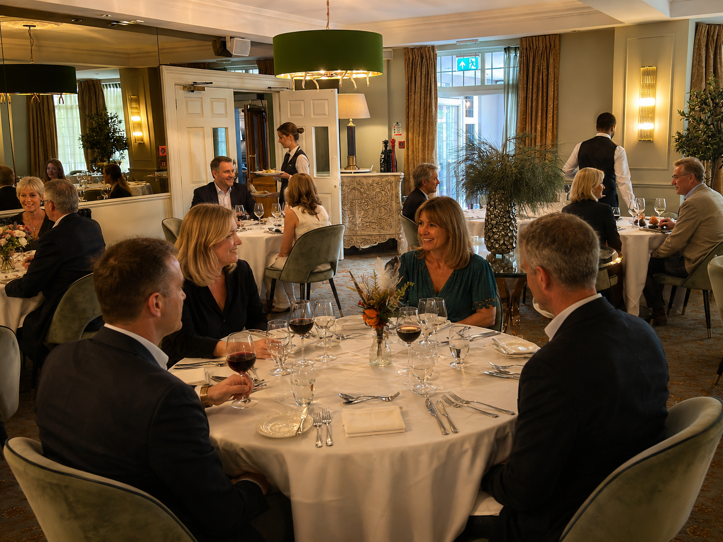 Busy restaurant dining at Nuthurst Grange