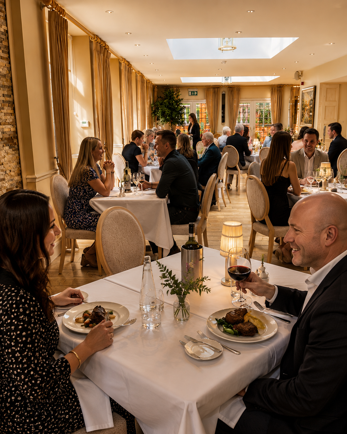 Busy restaurant dining at Nuthurst Grange
